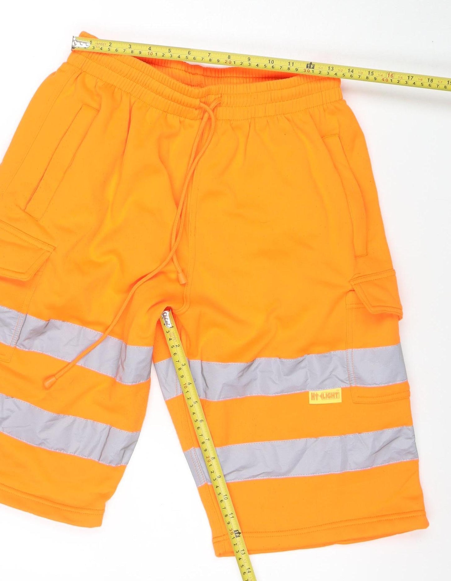 Hi Light Men's Orange Cargo Workwear Reflective Shorts Size M