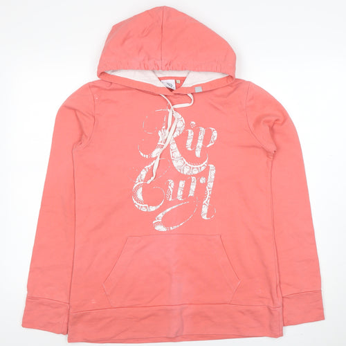 Rip Curl Womens Coral Pink Pullover Hoodie Size M Cotton Blend