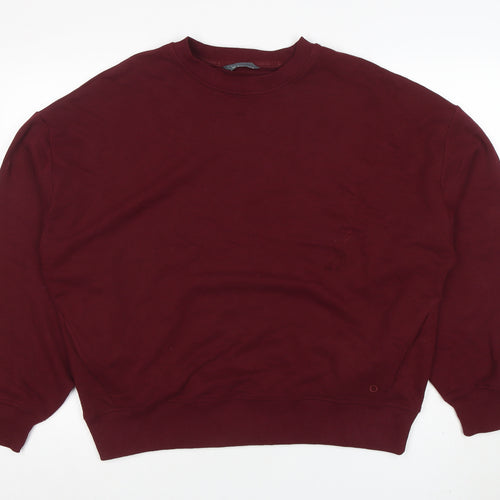 Marks and Spencer Women's Dark Claret Cotton Blend Crew Neck Sweatshirt Size 12