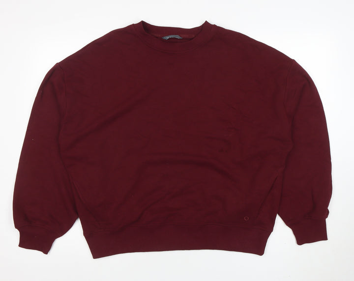 Marks and Spencer Women's Dark Claret Cotton Blend Crew Neck Sweatshirt Size 12