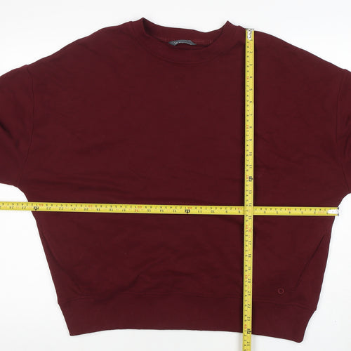 Marks and Spencer Women's Dark Claret Cotton Blend Crew Neck Sweatshirt Size 12