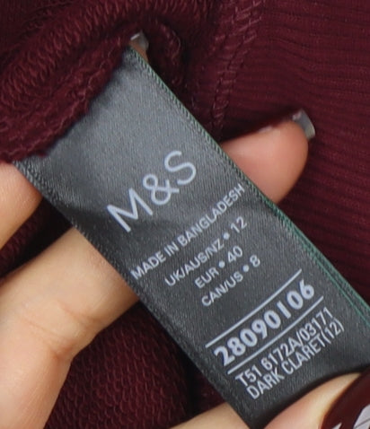 Marks and Spencer Women's Dark Claret Cotton Blend Crew Neck Sweatshirt Size 12