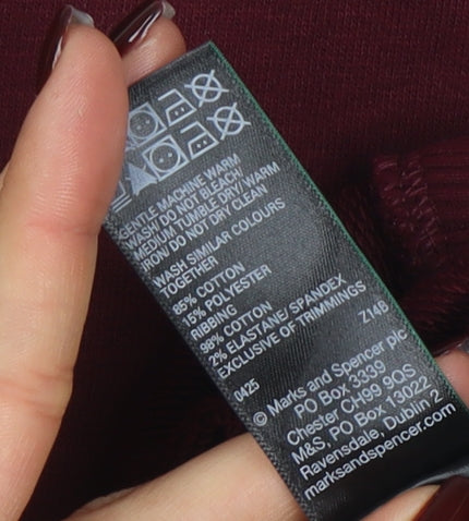Marks and Spencer Women's Dark Claret Cotton Blend Crew Neck Sweatshirt Size 12