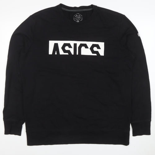 ASICS Men's Black 2XL Crew Neck Graphic Logo Sweatshirt