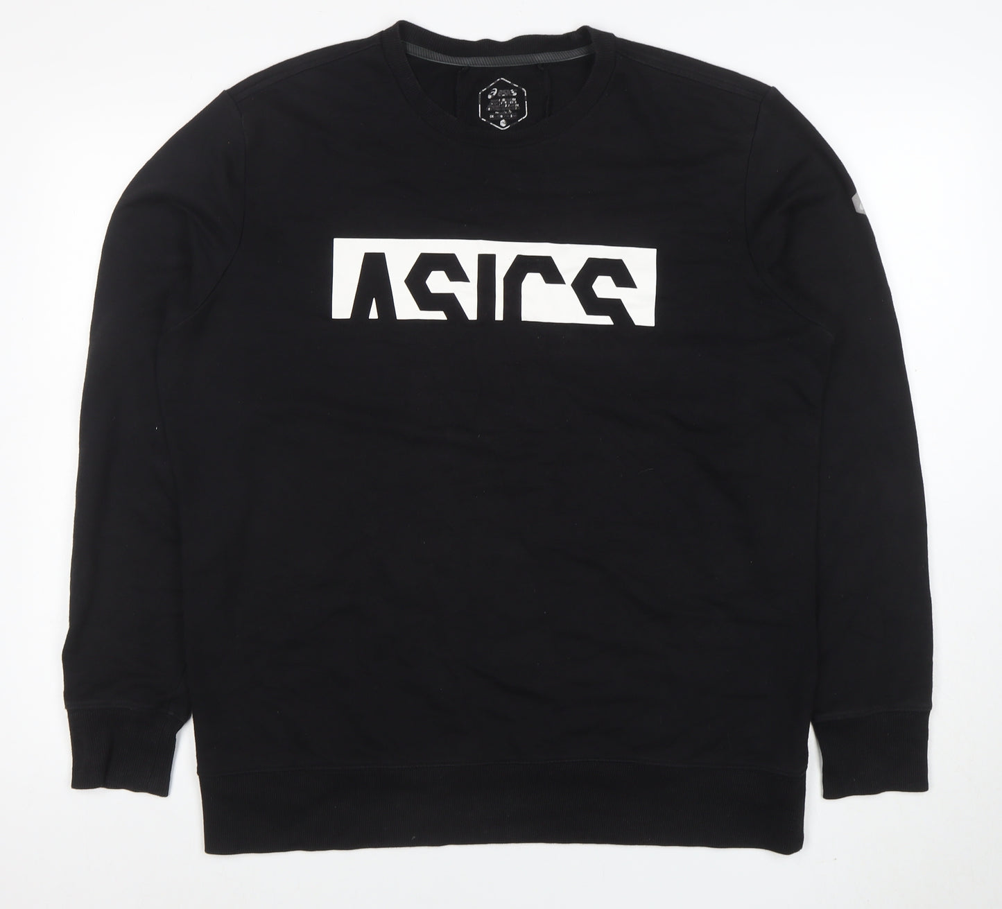 ASICS Men's Black 2XL Crew Neck Graphic Logo Sweatshirt
