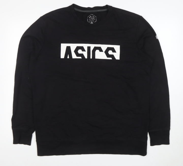 ASICS Men's Black 2XL Crew Neck Graphic Logo Sweatshirt