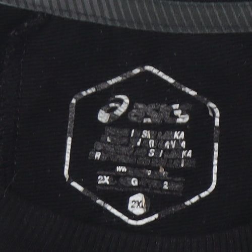 ASICS Men's Black 2XL Crew Neck Graphic Logo Sweatshirt