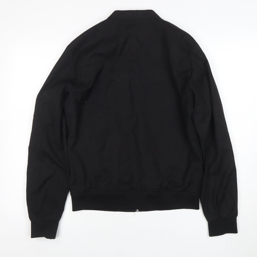 Zara Man Black Bomber Jacket Men M Full Zip Casual Lightweight