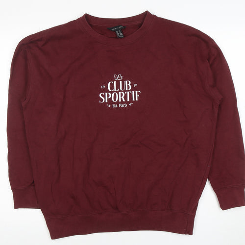 New Look Womens Burgundy Pullover Sweatshirt Size M Le Club Sportif Print