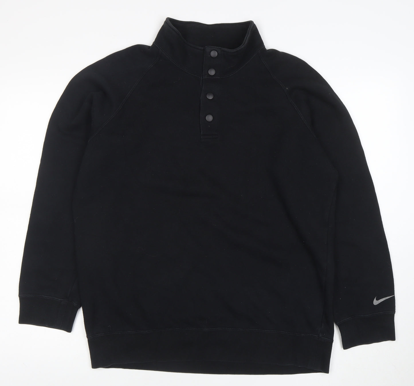Nike Men's Black Henley Sweatshirt M Sports Fleece Pullover