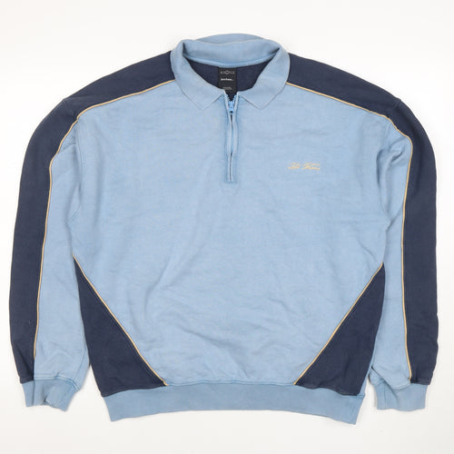 Ted Farris Men's Blue 1/2 Zip Collared Sweatshirt Size S