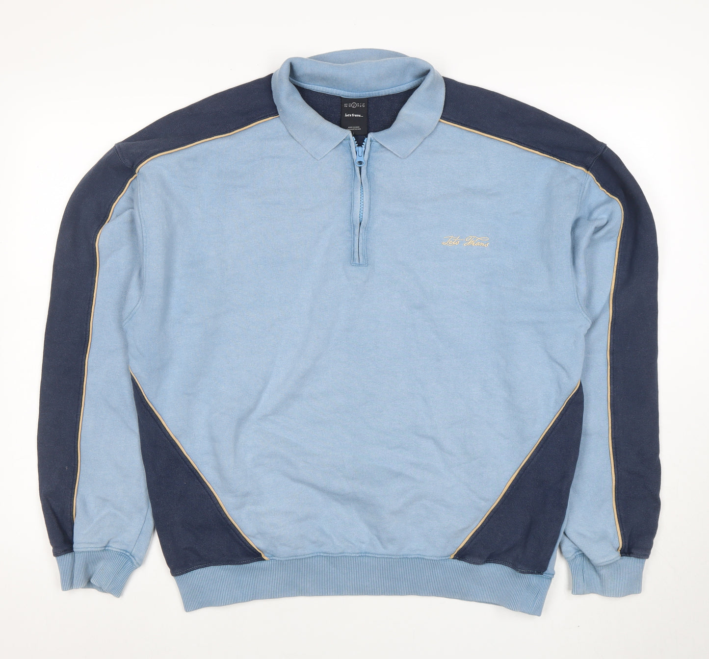 Ted Farris Men's Blue 1/2 Zip Collared Sweatshirt Size S