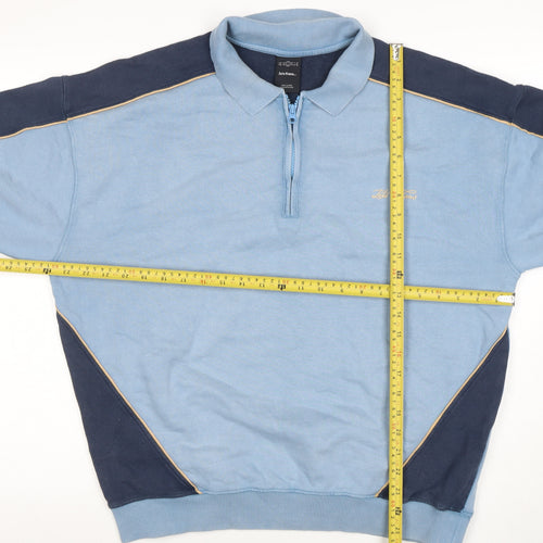 Ted Farris Men's Blue 1/2 Zip Collared Sweatshirt Size S