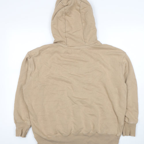 Nike Women Beige Pullover Hoodie M Fleece Lined Casual Sweatshirt