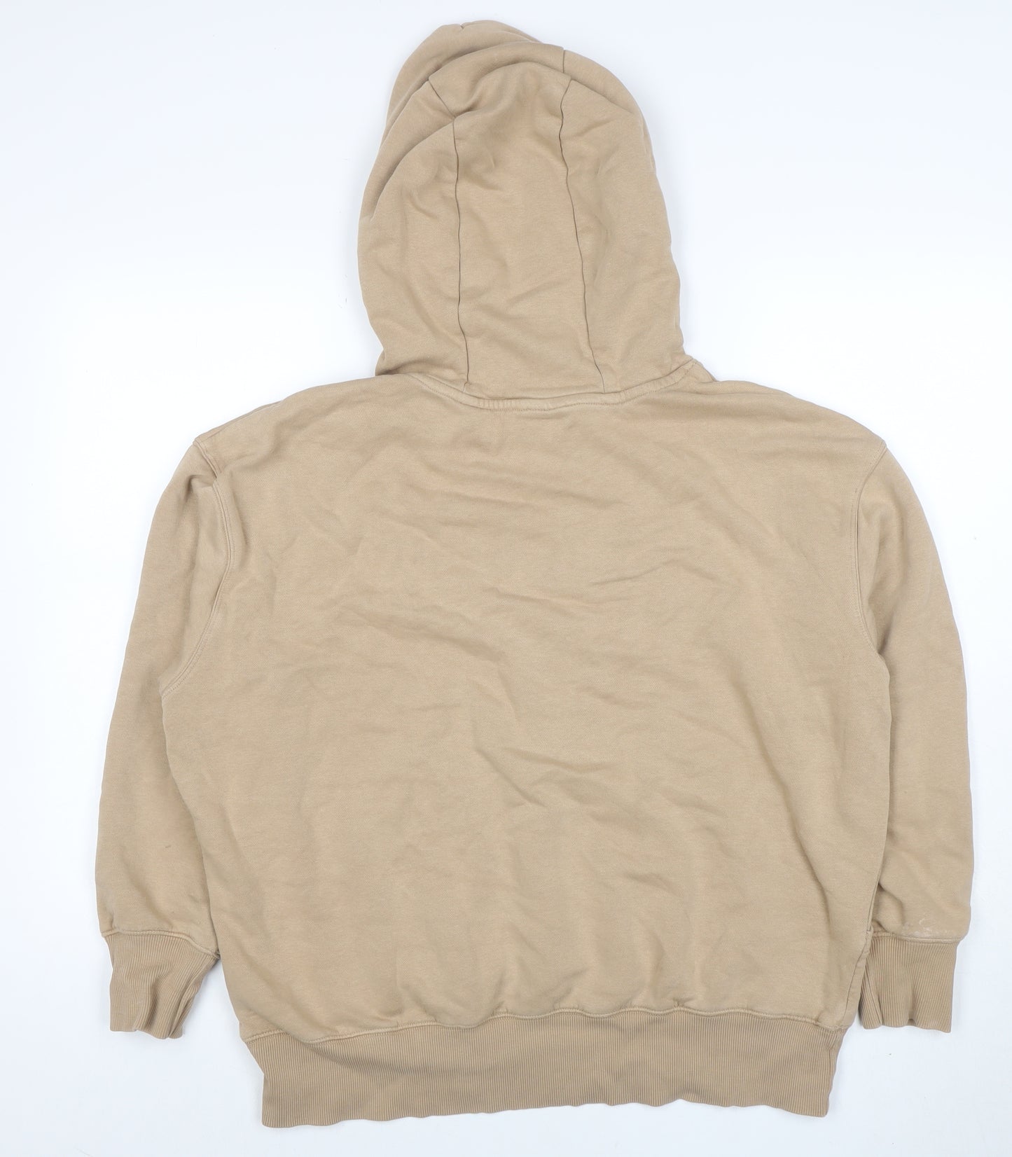 Nike Women Beige Pullover Hoodie M Fleece Lined Casual Sweatshirt