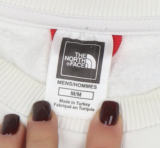 The North Face Unisex White Cotton Crew Neck Sweatshirt M