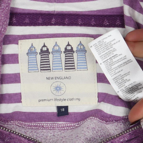 New England Women Purple Full Zip Hoodie Size 16 Cotton Blend Casual