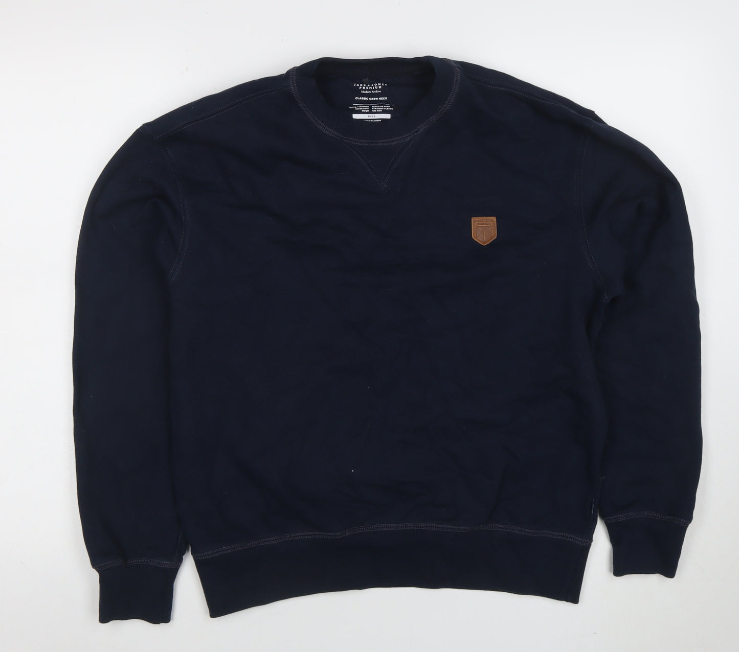 Jack & Jones Men’s Blue Classic Crew Neck Cotton Sweatshirt Size S