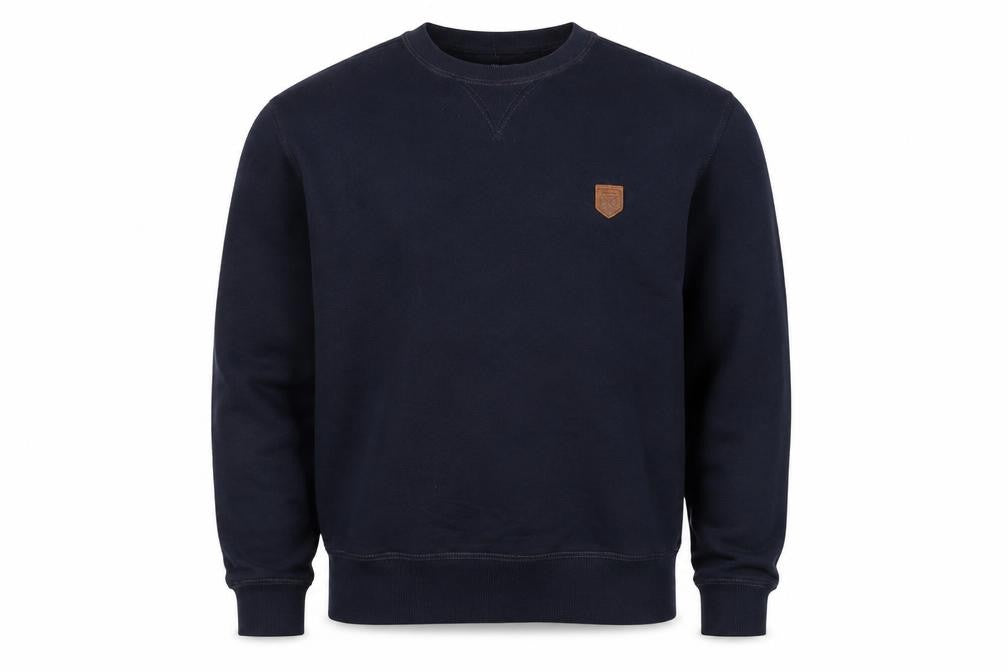 Front view of Jack & Jones Men’s Blue Classic Crew Neck Cotton Sweatshirt, size S