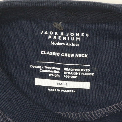 Jack & Jones Men’s Blue Classic Crew Neck Cotton Sweatshirt Size S