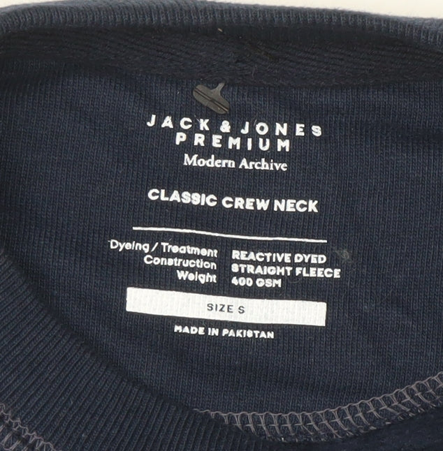 Jack & Jones Men’s Blue Classic Crew Neck Cotton Sweatshirt Size S