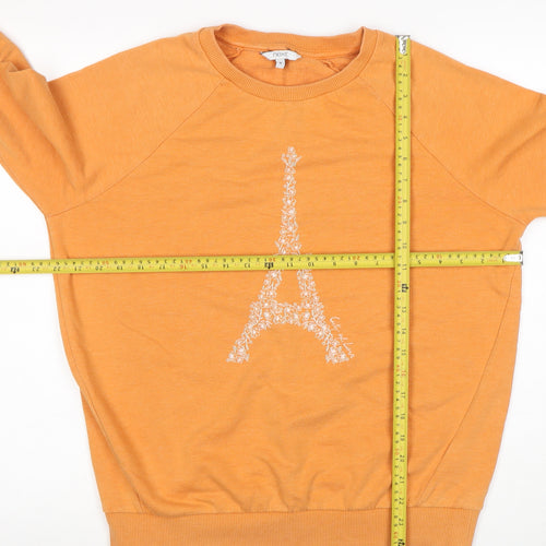 Next Women's Orange Eiffel Tower Crew Neck Pullover Sweatshirt M