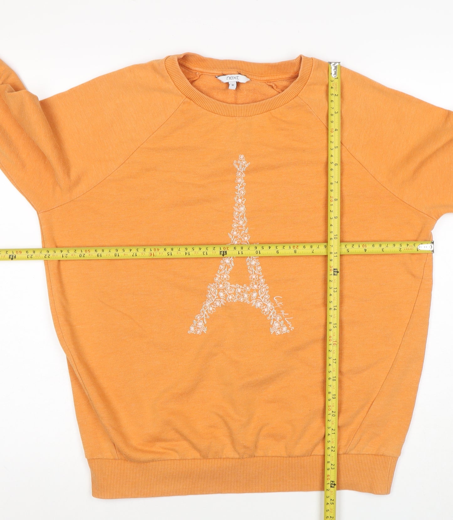 Next Women's Orange Eiffel Tower Crew Neck Pullover Sweatshirt M