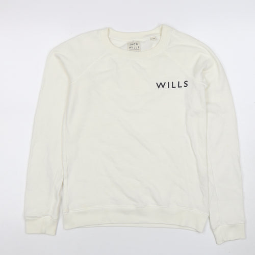Jack Wills Womens White Logo Crew Neck Sweatshirt Size 10