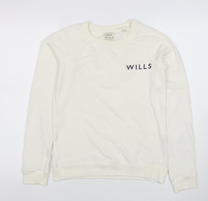 Jack Wills Womens White Logo Crew Neck Sweatshirt Size 10