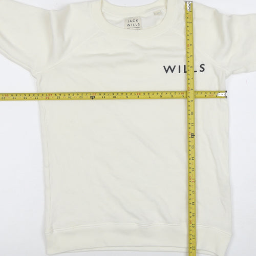 Jack Wills Womens White Logo Crew Neck Sweatshirt Size 10