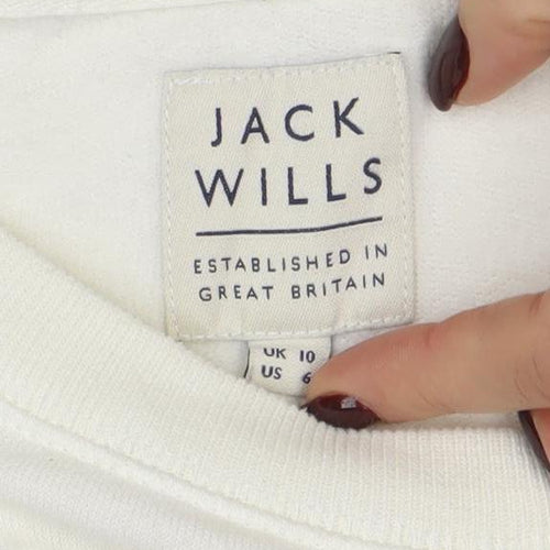 Jack Wills Womens White Logo Crew Neck Sweatshirt Size 10