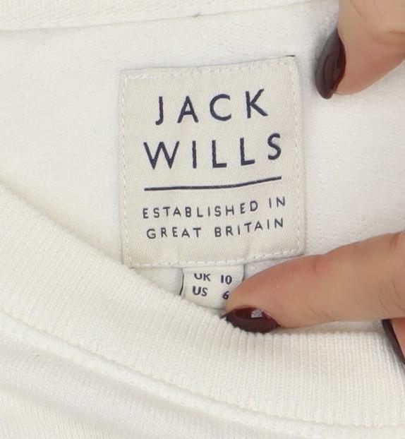 Jack Wills Womens White Logo Crew Neck Sweatshirt Size 10