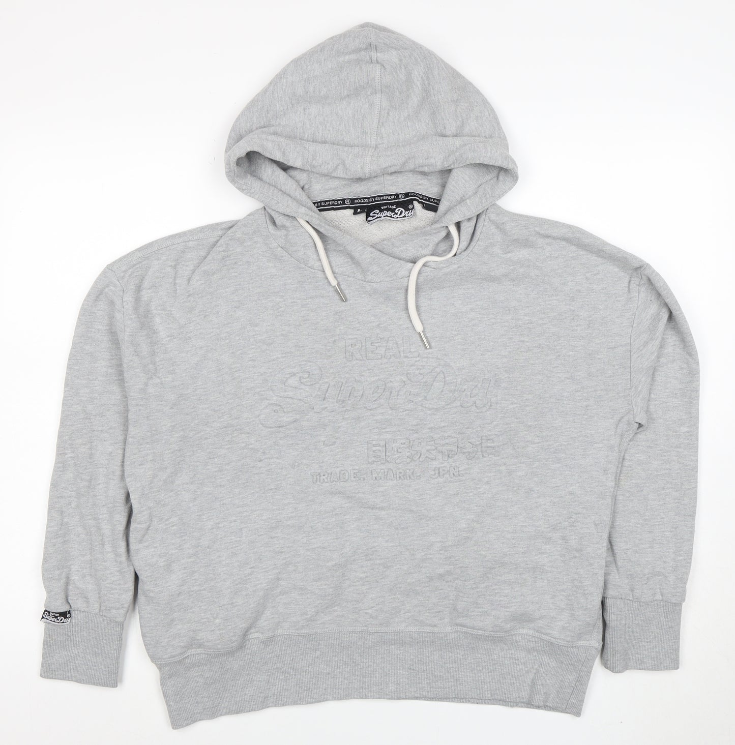 Superdry Men's Grey Pullover Hoodie Size L Embroidered Logo
