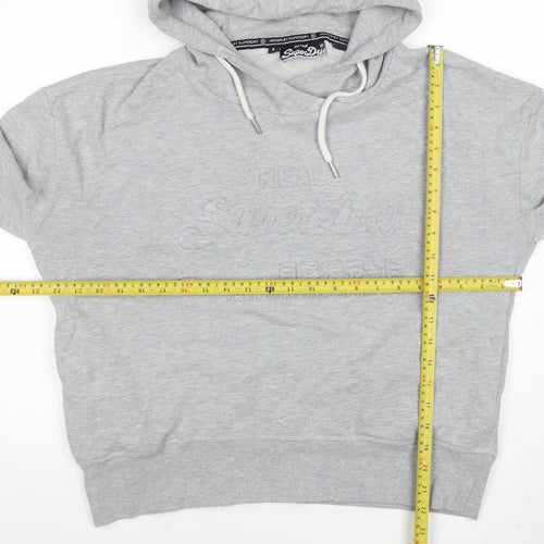 Superdry Men's Grey Pullover Hoodie Size L Embroidered Logo
