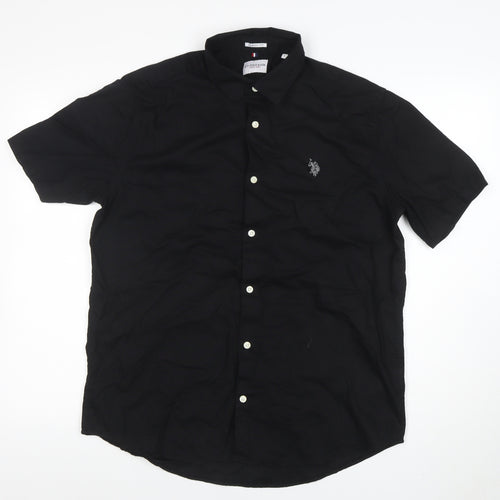 U.S. Polo Assn. Men's Black Classic Fit Short Sleeve Button-Up Shirt L