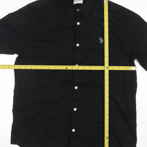 U.S. Polo Assn. Men's Black Classic Fit Short Sleeve Button-Up Shirt L