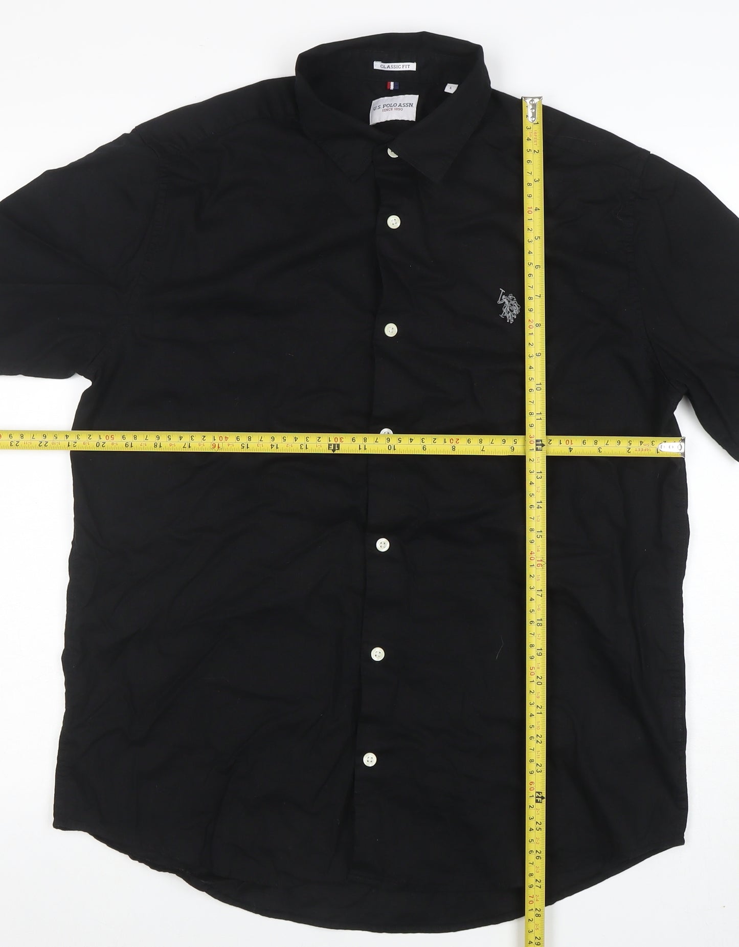 U.S. Polo Assn. Men's Black Classic Fit Short Sleeve Button-Up Shirt L