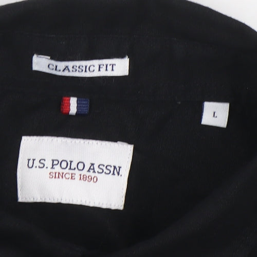 U.S. Polo Assn. Men's Black Classic Fit Short Sleeve Button-Up Shirt L