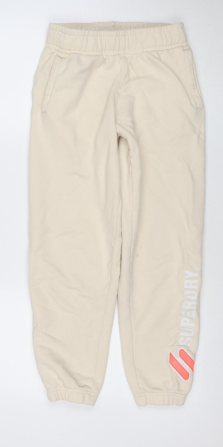 Superdry Women's Beige Jogger Sweatpants Size 6 Cotton Blend