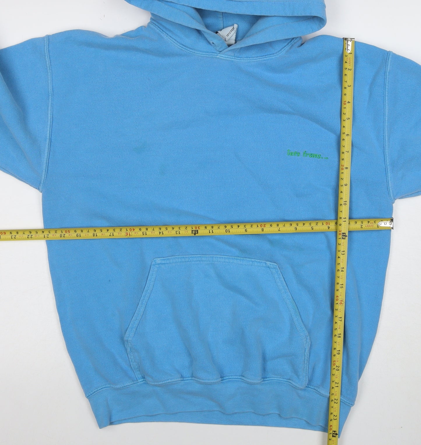 Ters Trans Men’s Blue Pullover Hoodie Size S Fleece Cotton Blend