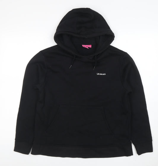 LA Gear Women's Black Pullover Hoodie UK 14 - Logo Front Casual Sweatshirt