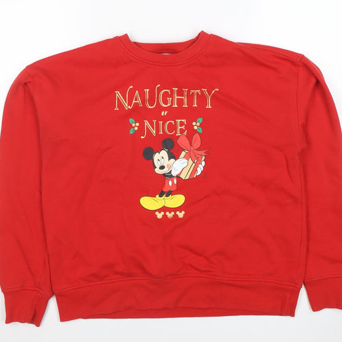 Disney Women Red XS Sweatshirt Mickey Mouse Christmas Naughty or Nice