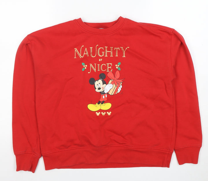 Disney Women Red XS Sweatshirt Mickey Mouse Christmas Naughty or Nice