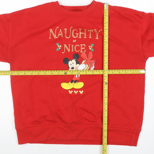 Disney Women Red XS Sweatshirt Mickey Mouse Christmas Naughty or Nice