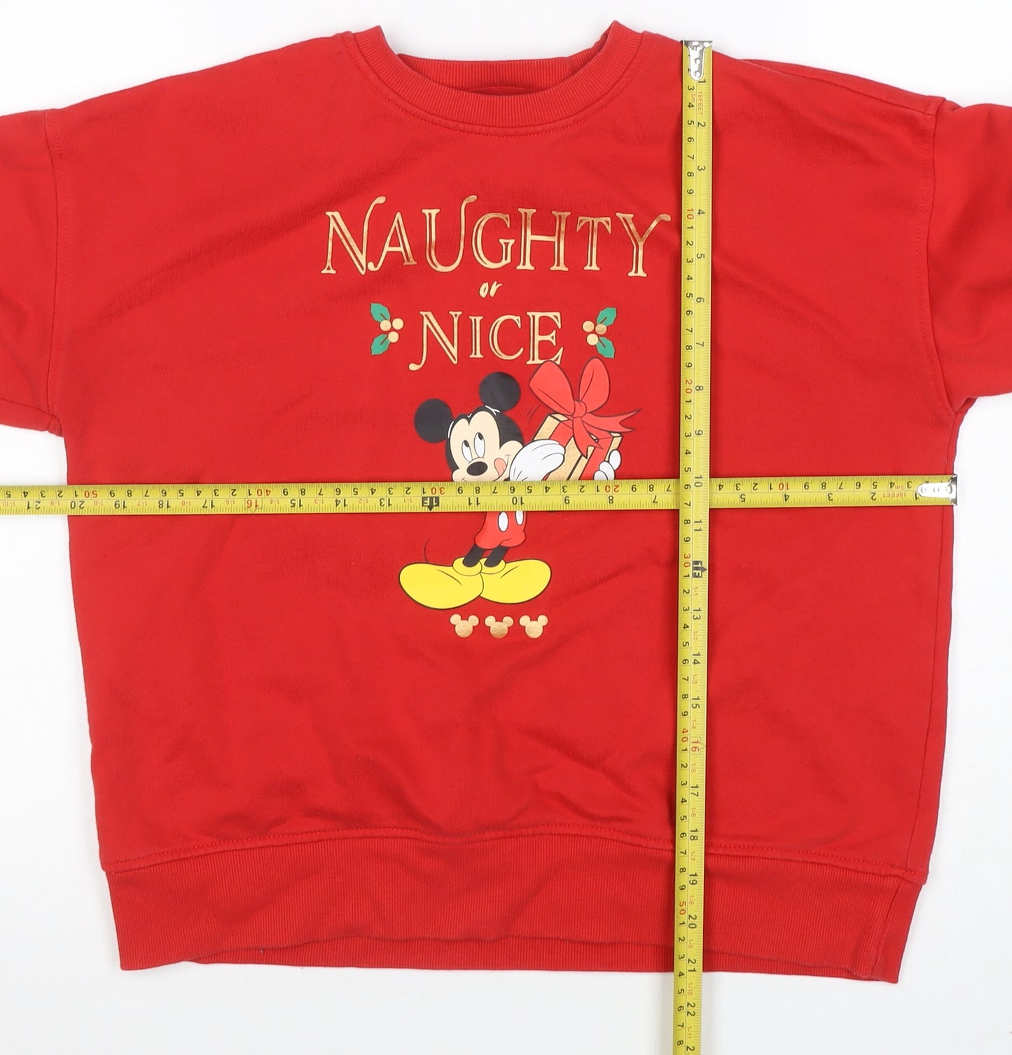 Disney Women Red XS Sweatshirt Mickey Mouse Christmas Naughty or Nice