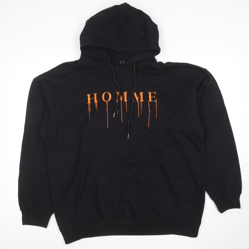 boohooMAN Men's Black 'HOMME' Graphic Pullover Hoodie Size M