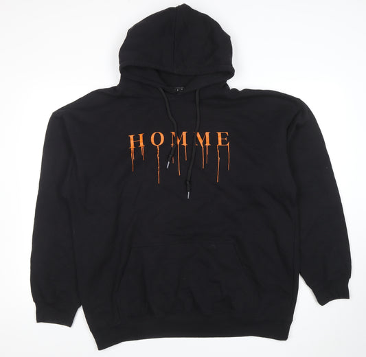 boohooMAN Men's Black 'HOMME' Graphic Pullover Hoodie Size M