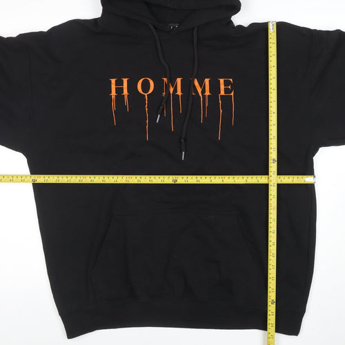 boohooMAN Men's Black 'HOMME' Graphic Pullover Hoodie Size M