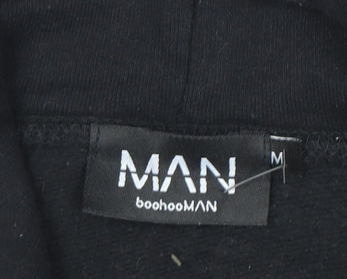 boohooMAN Men's Black 'HOMME' Graphic Pullover Hoodie Size M
