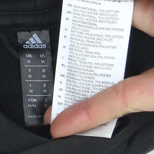 Adidas Men’s Black Pullover Hoodie M Graphic Logo Fleece Sweatshirt